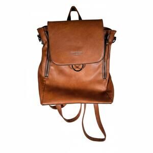 Urban Minimalist Cognac Vegan Leather Convertible Backpack Darcy Marcs London